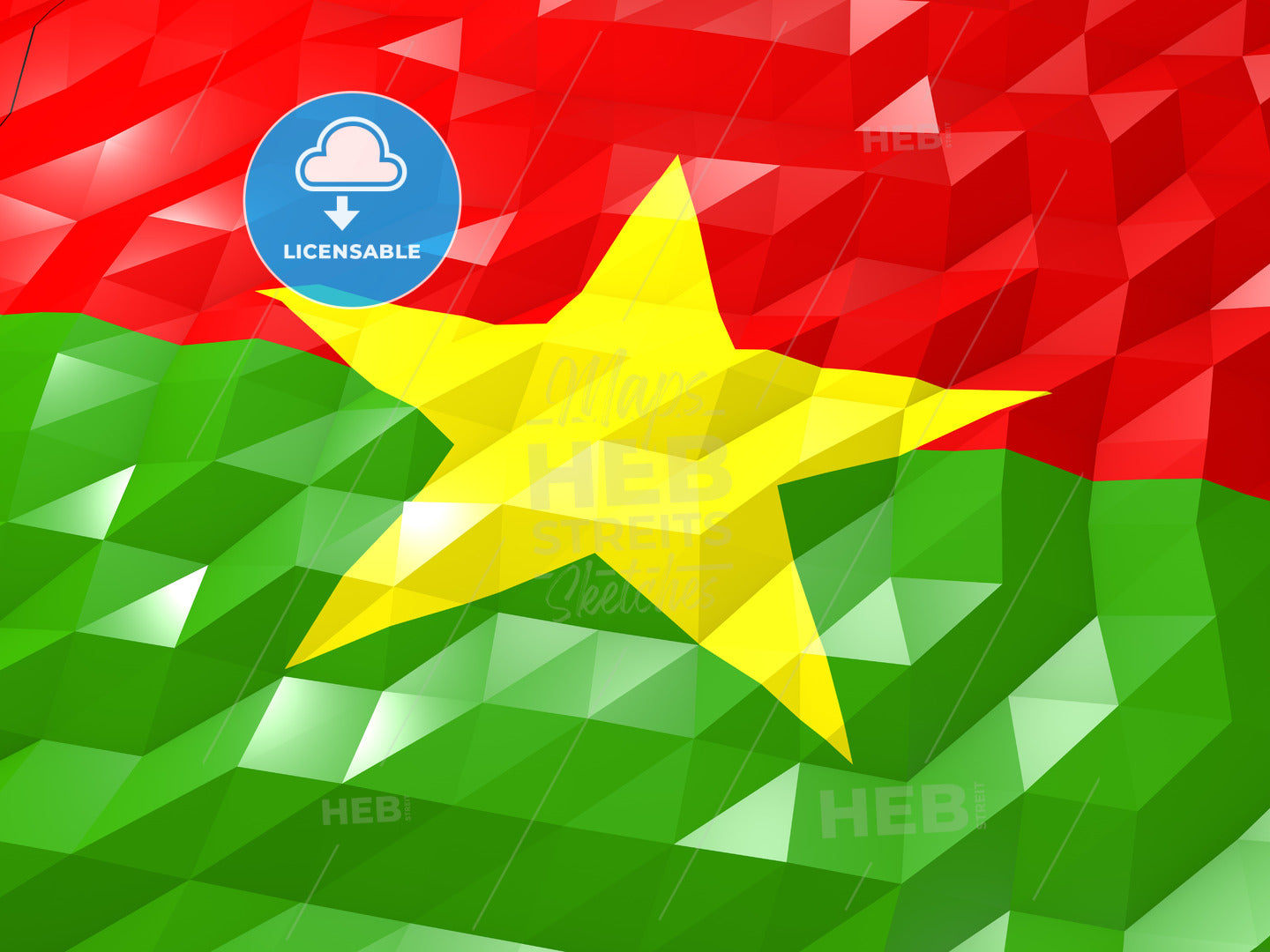 Flag of Burkina Faso 3D Wallpaper Illustration – instant download