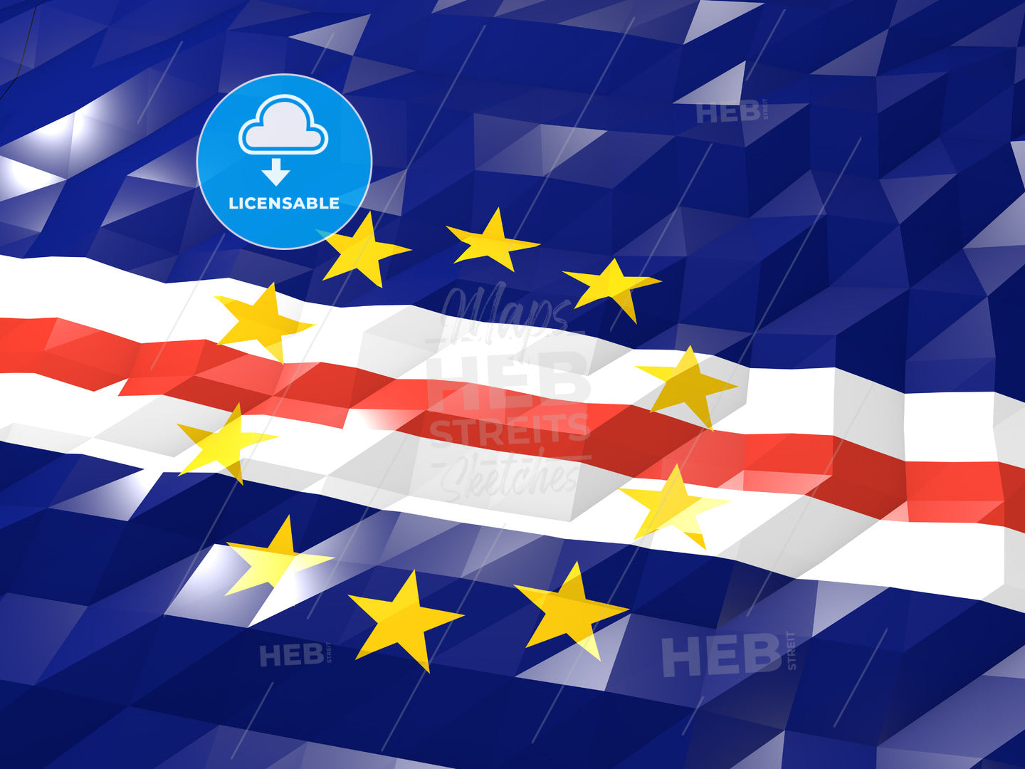 Flag of Cabo Verde 3D Wallpaper Illustration – instant download