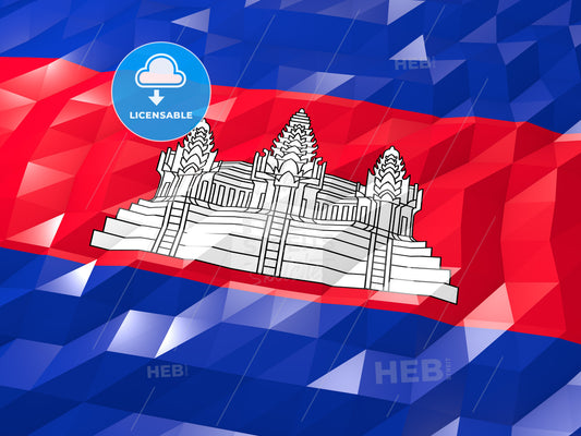 Flag of Cambodia 3D Wallpaper Illustration – instant download