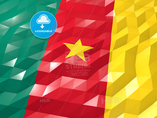 Flag of Cameroon 3D Wallpaper Illustration – instant download