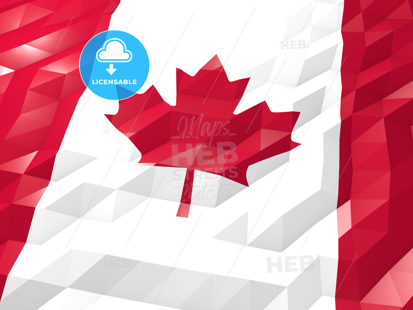 Flag of Canada 3D Wallpaper Illustration – instant download