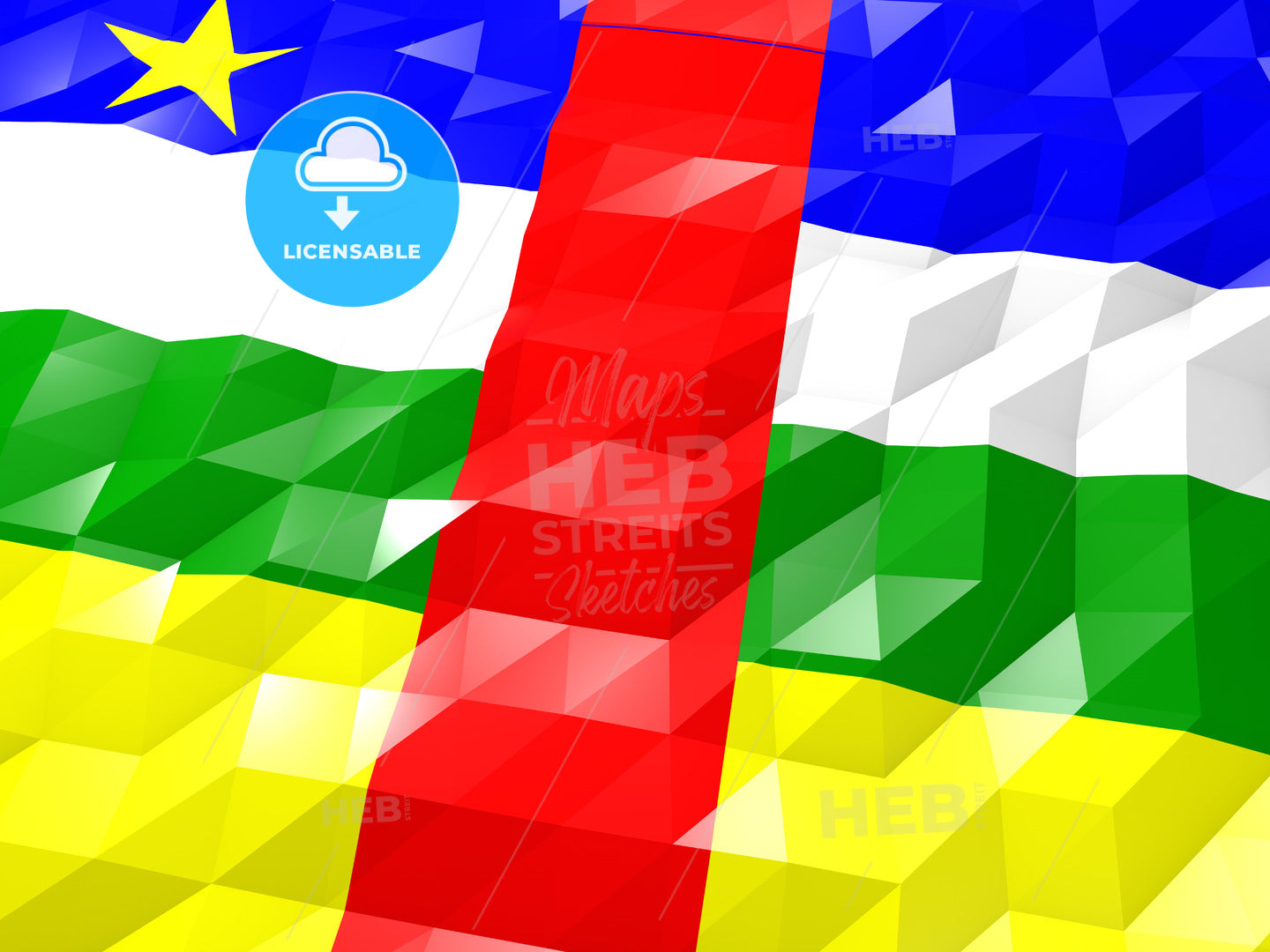 Flag of Central African Republic 3D Wallpaper Illustration – instant download