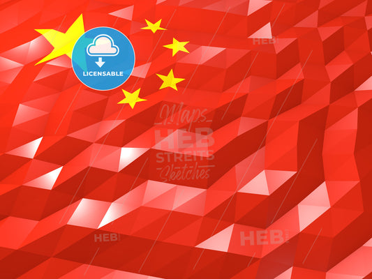 Flag of China 3D Wallpaper Illustration – instant download