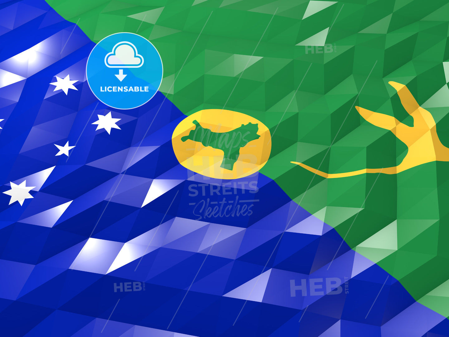 Flag of Christmas Island 3D Wallpaper Illustration – instant download