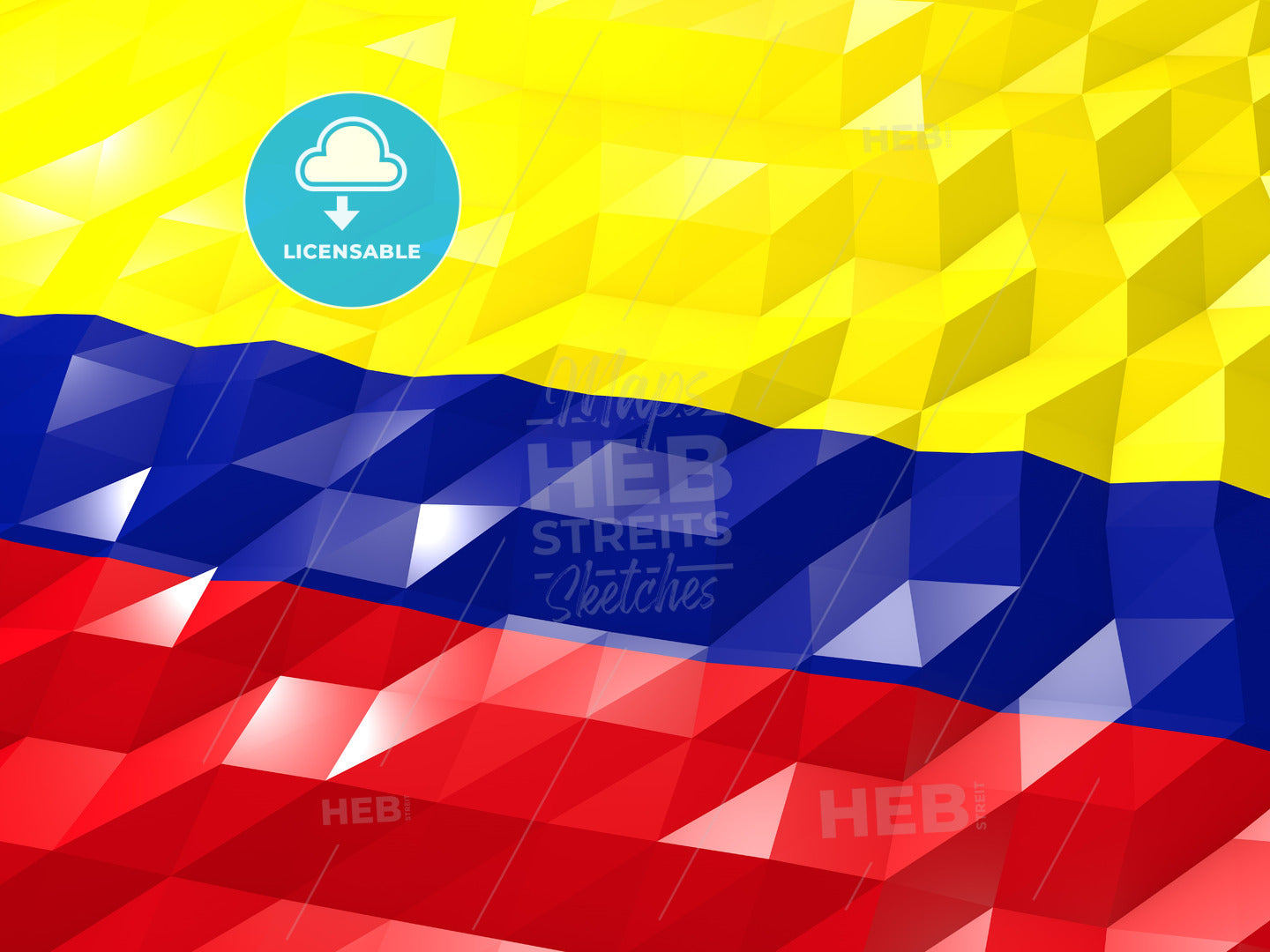 Flag of Colombia 3D Wallpaper Illustration – instant download