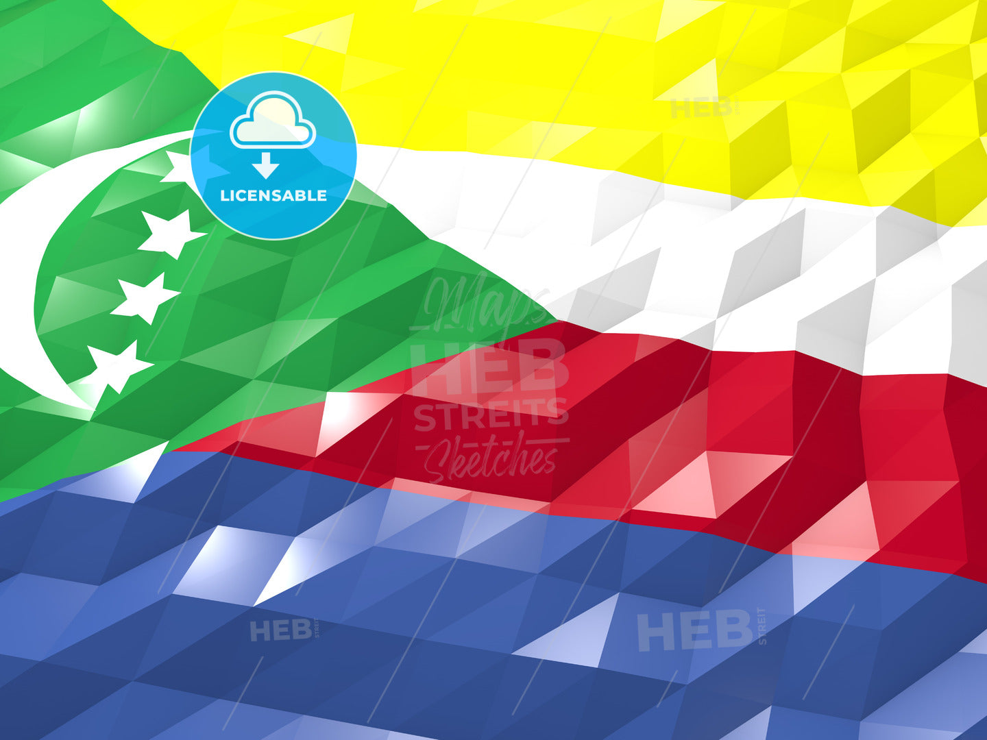 Flag of Comoros 3D Wallpaper Illustration – instant download