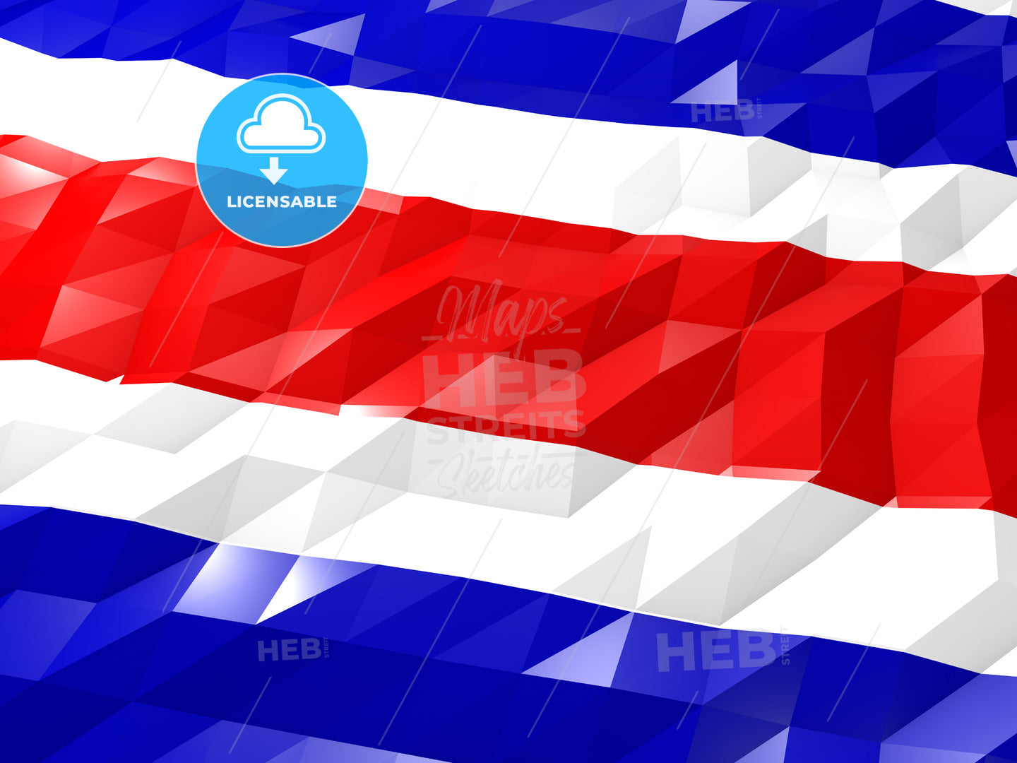 Flag of Costa Rica 3D Wallpaper Illustration – instant download