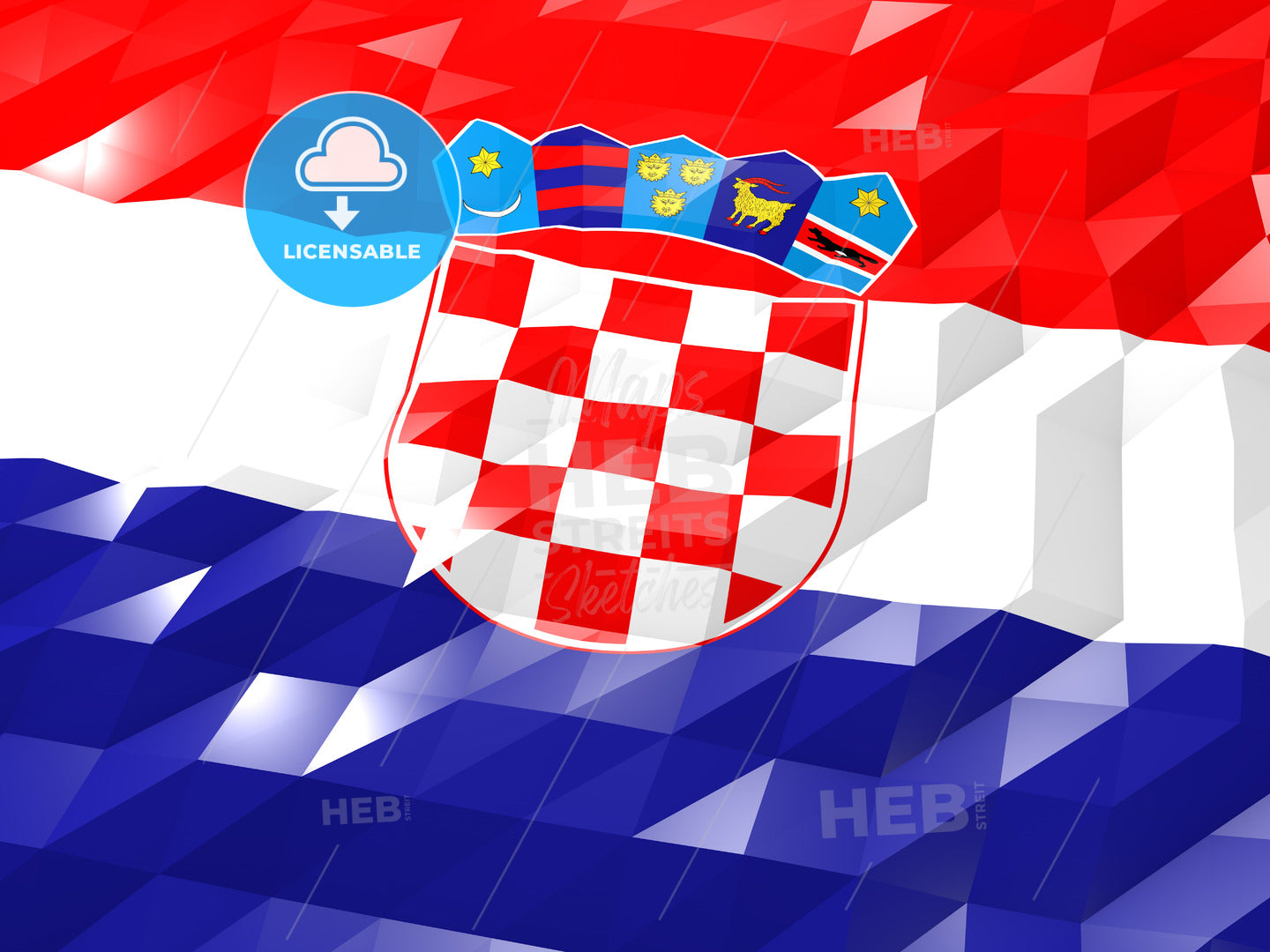 Flag of Croatia 3D Wallpaper Illustration – instant download