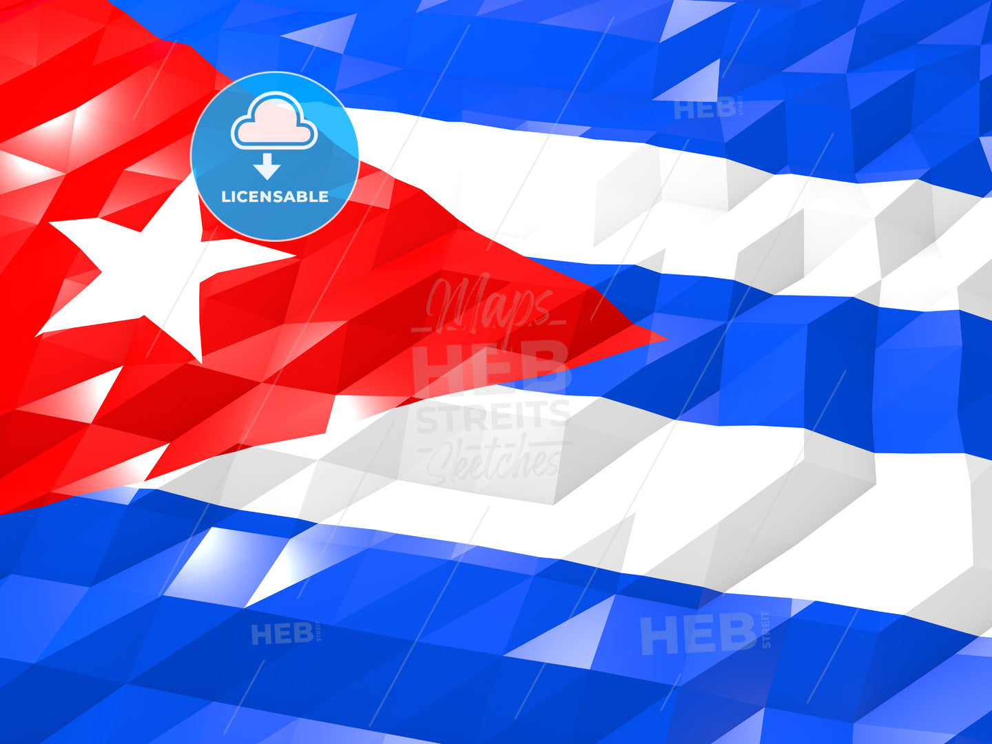 Flag of Cuba 3D Wallpaper Illustration – instant download