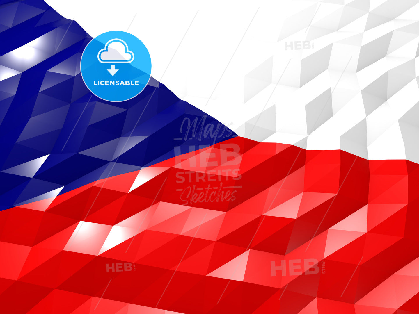 Flag of Czech Republic 3D Wallpaper Illustration – instant download