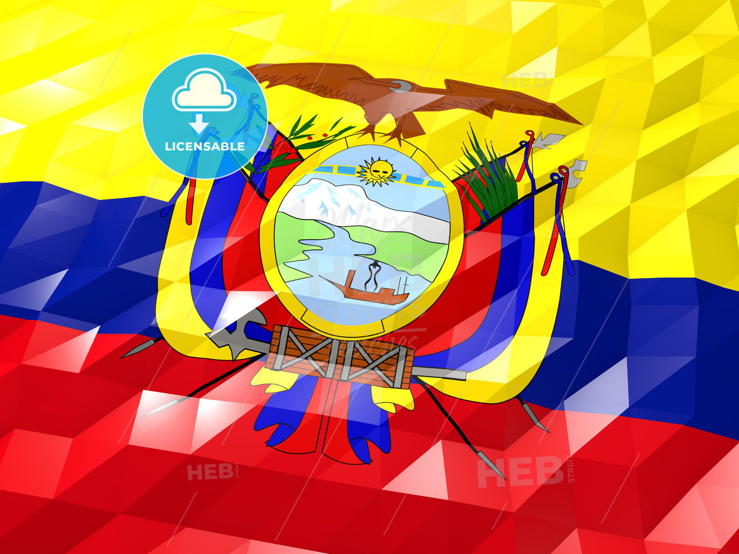 Flag of Ecuador 3D Wallpaper Illustration – instant download