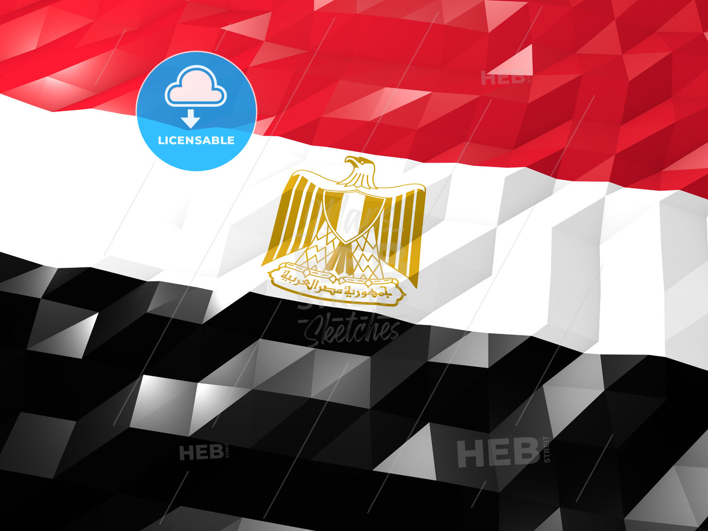 Flag of Egypt 3D Wallpaper Illustration – instant download
