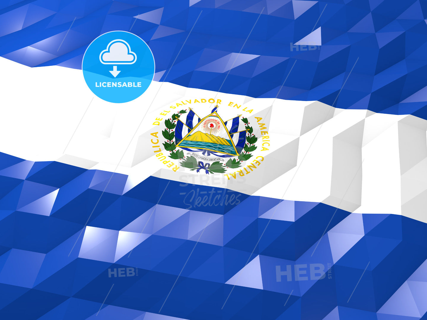 Flag of El Salvador 3D Wallpaper Illustration – instant download