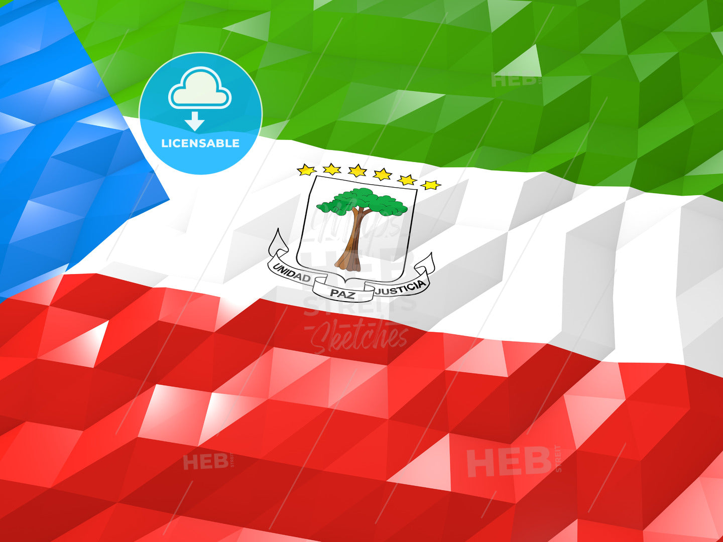 Flag of Equatorial Guinea 3D Wallpaper Illustration – instant download