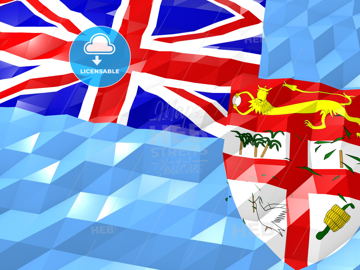 Flag of Fiji 3D Wallpaper Illustration – instant download