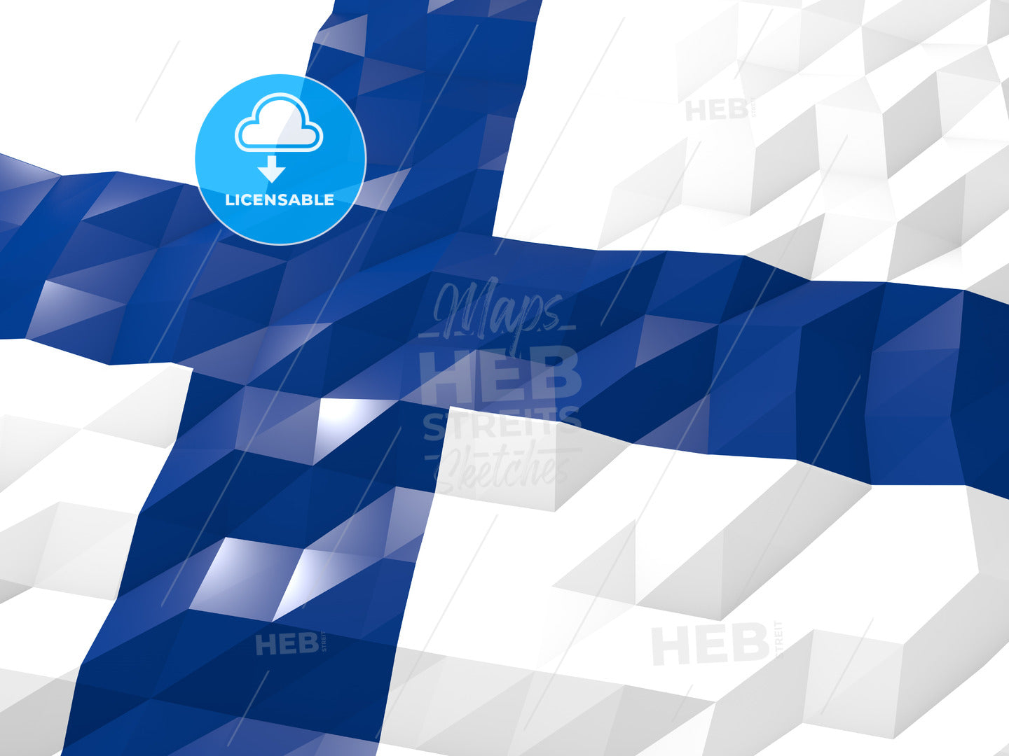 Flag of Finland 3D Wallpaper Illustration – instant download