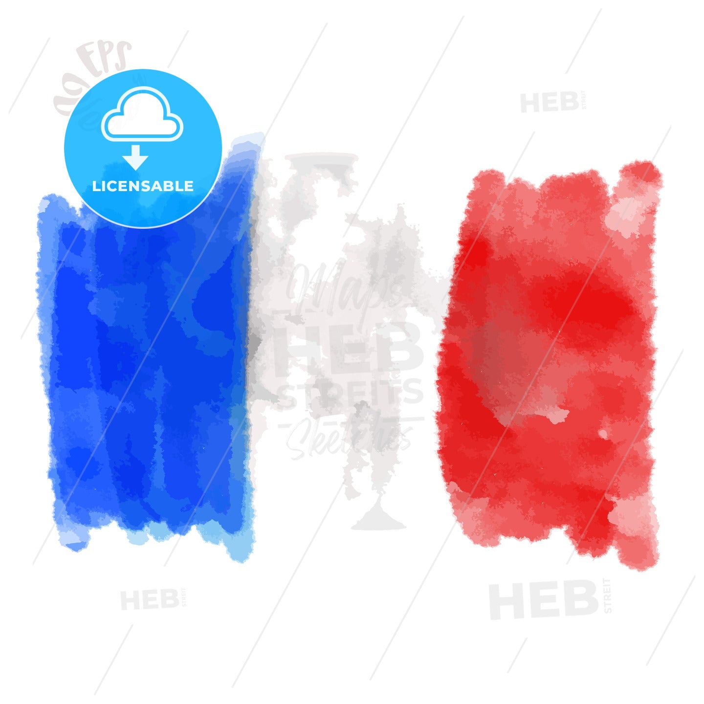 Flag of France painted Strokes – instant download