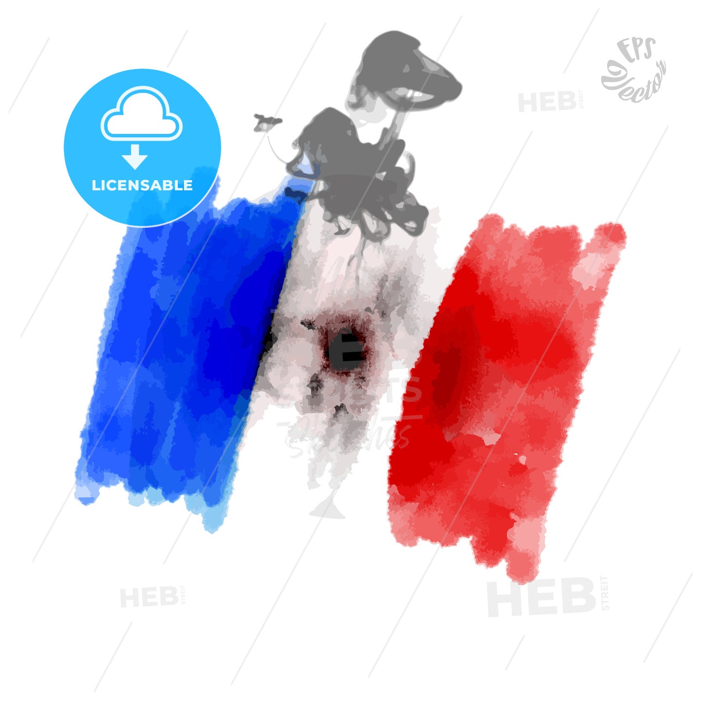 Flag of France with shooting hole – instant download