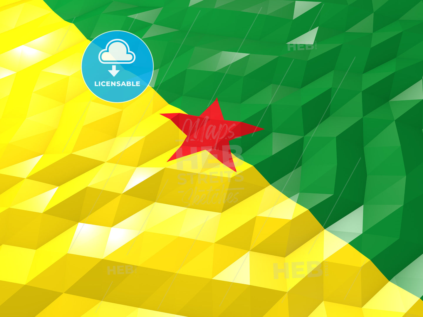 Flag of French Guiana 3D Wallpaper Illustration – instant download