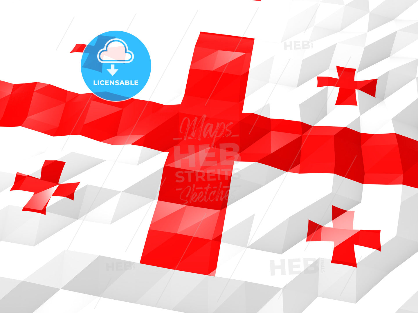 Flag of Georgia 3D Wallpaper Illustration – instant download