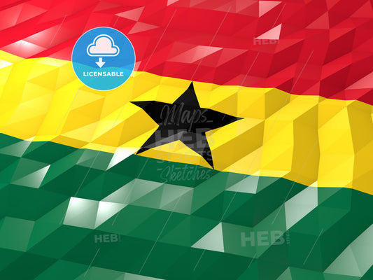 Flag of Ghana 3D Wallpaper Illustration – instant download