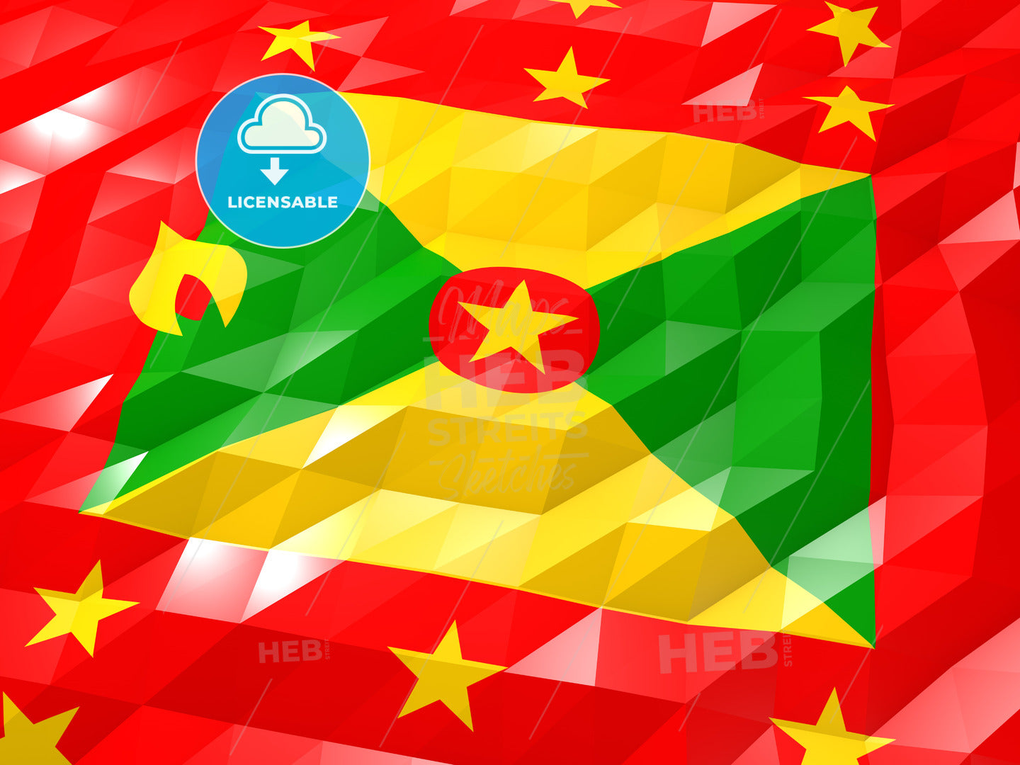 Flag of Grenada 3D Wallpaper Illustration – instant download