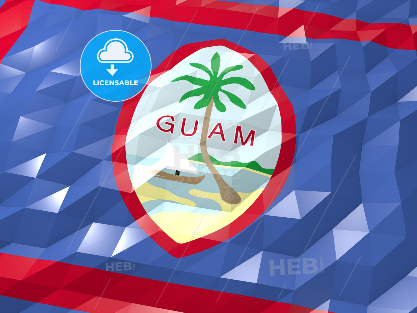 Flag of Guam 3D Wallpaper Illustration – instant download