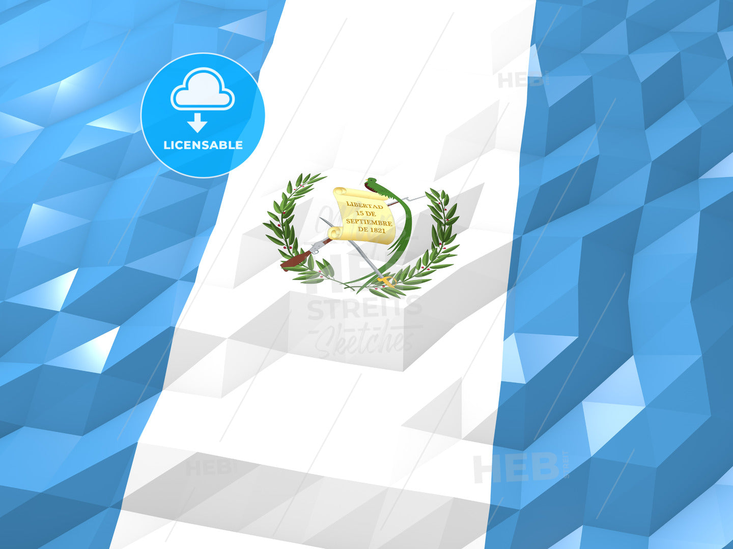 Flag of Guatemala 3D Wallpaper Illustration – instant download
