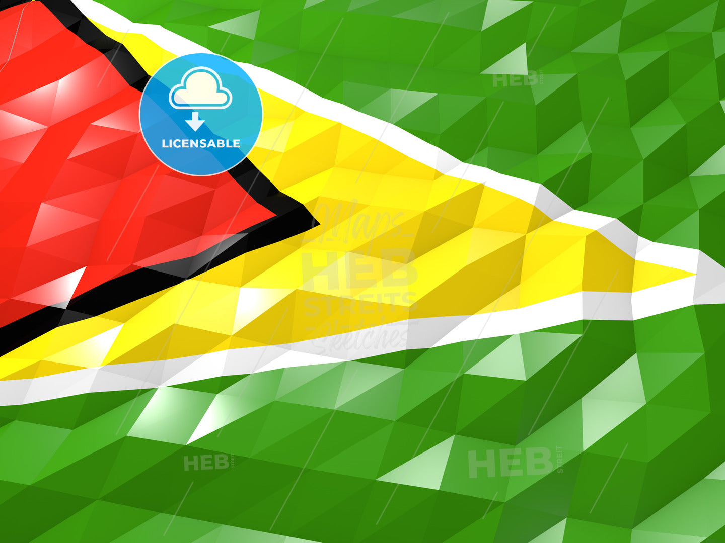 Flag of Guyana 3D Wallpaper Illustration – instant download