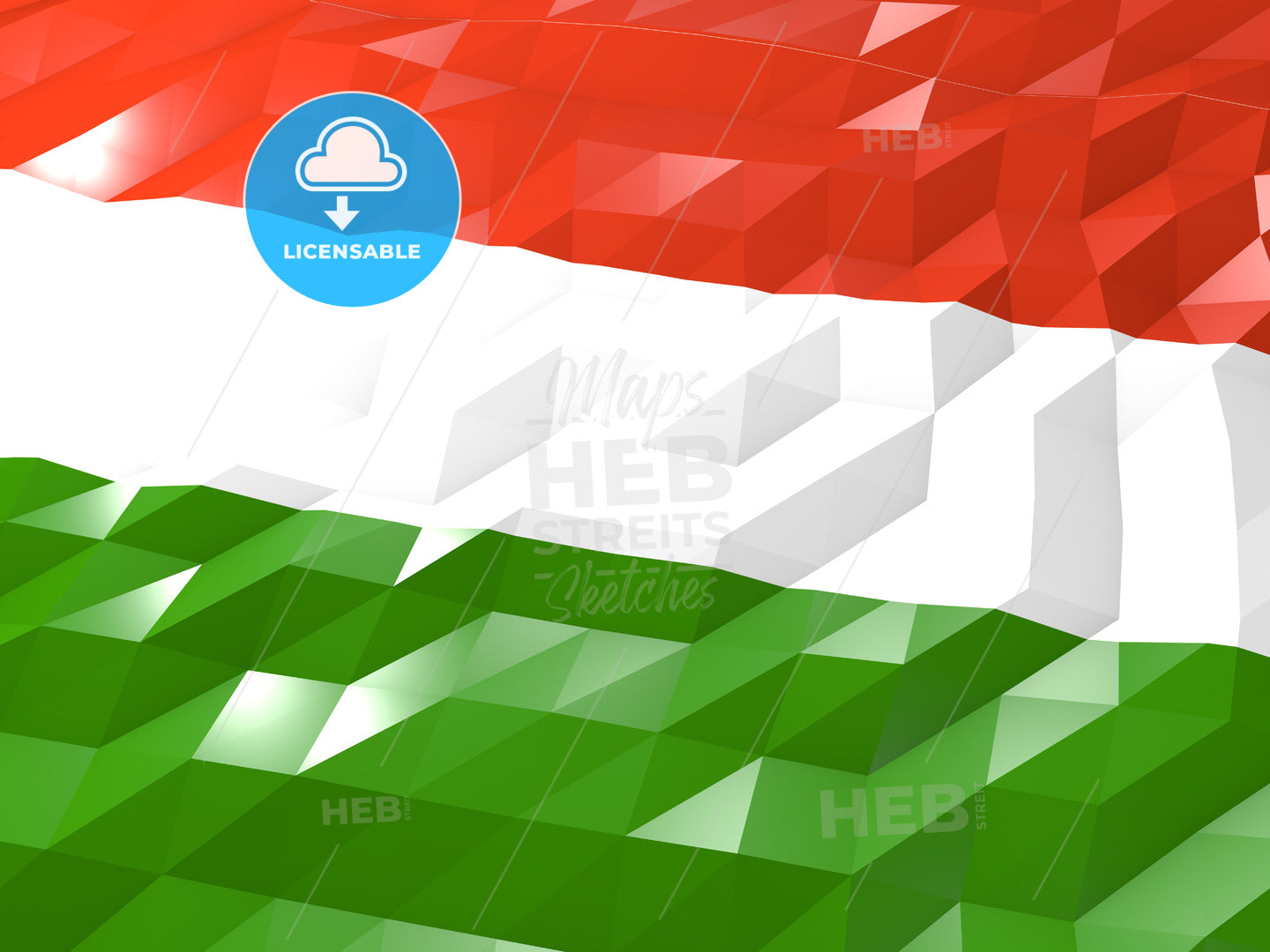 Flag of Hungary 3D Wallpaper Illustration – instant download