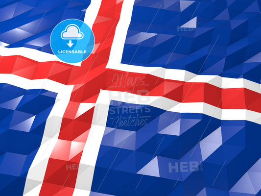 Flag of Iceland 3D Wallpaper Illustration – instant download