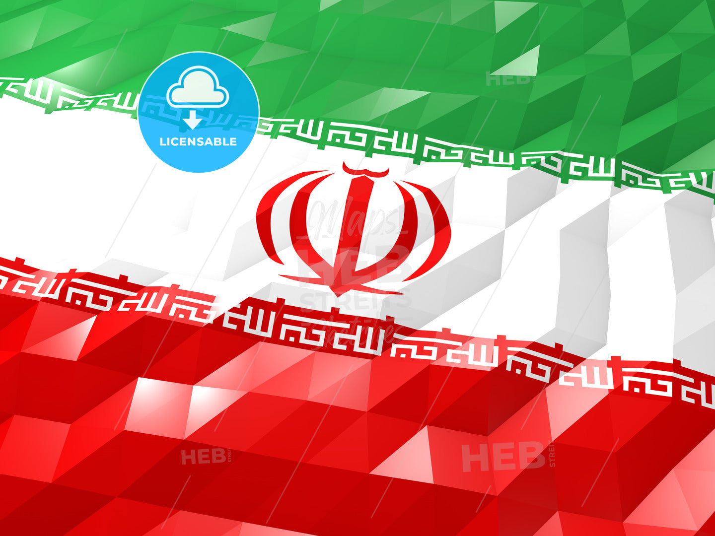 Flag of Iran 3D Wallpaper Illustration – instant download