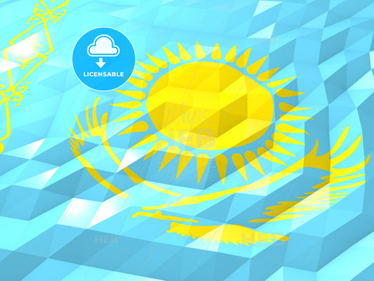 Flag of Kazakhstan 3D Wallpaper Illustration – instant download