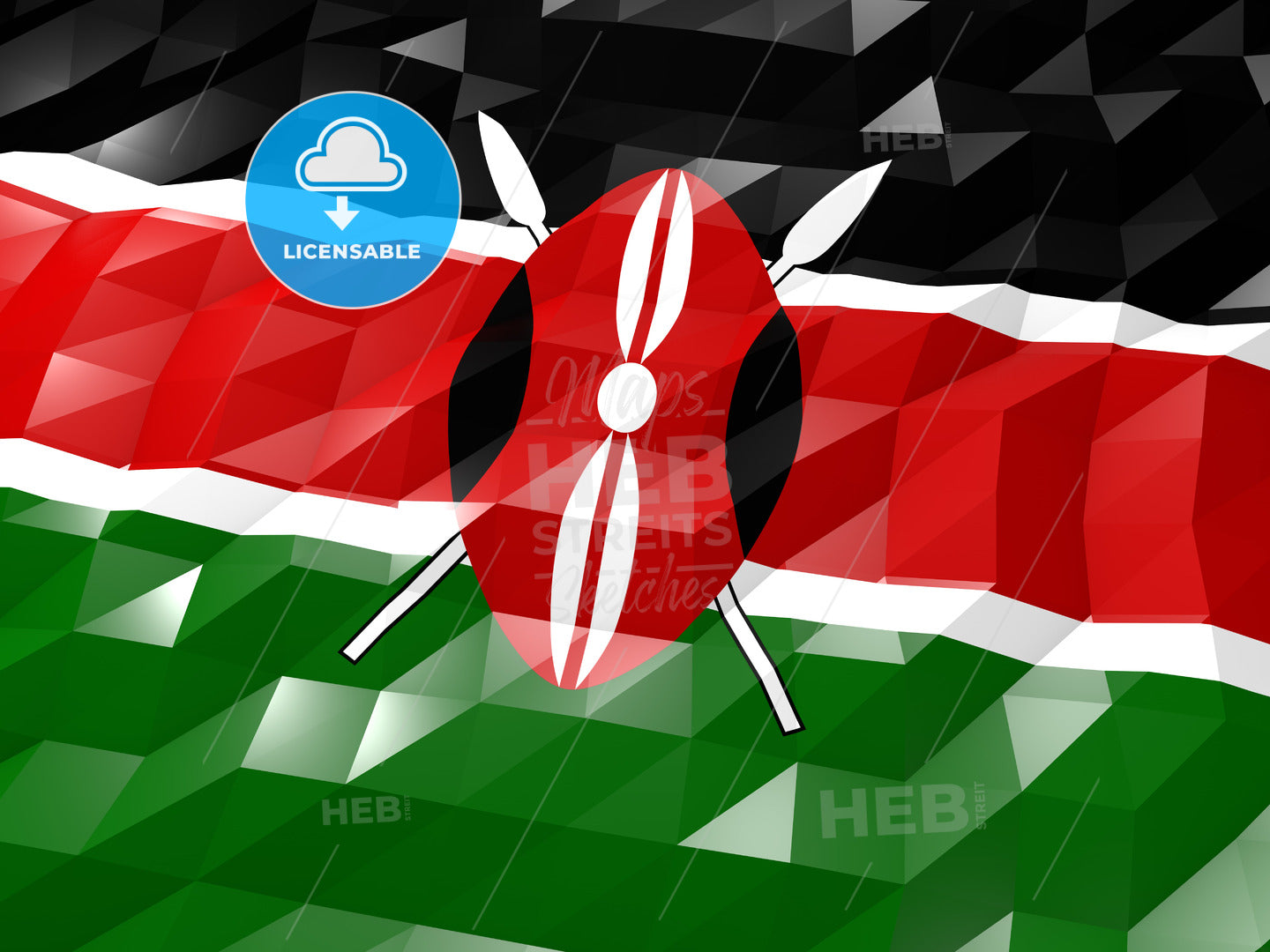 Flag of Kenya 3D Wallpaper Illustration – instant download