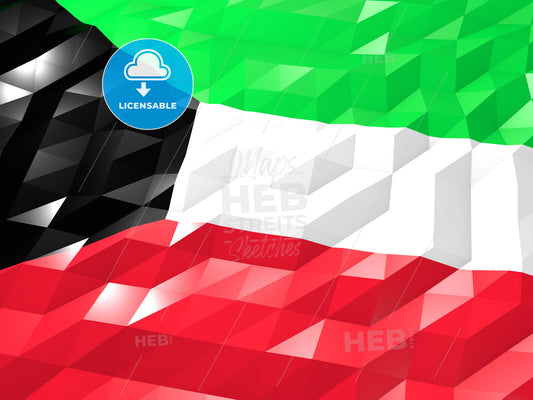 Flag of Kuwait 3D Wallpaper Illustration – instant download