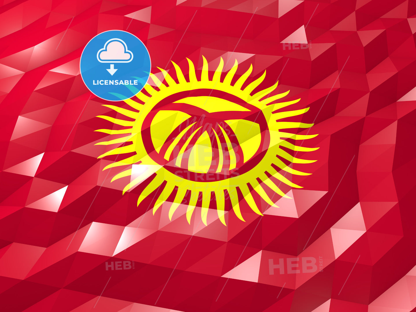 Flag of Kyrgyzstan 3D Wallpaper Illustration – instant download