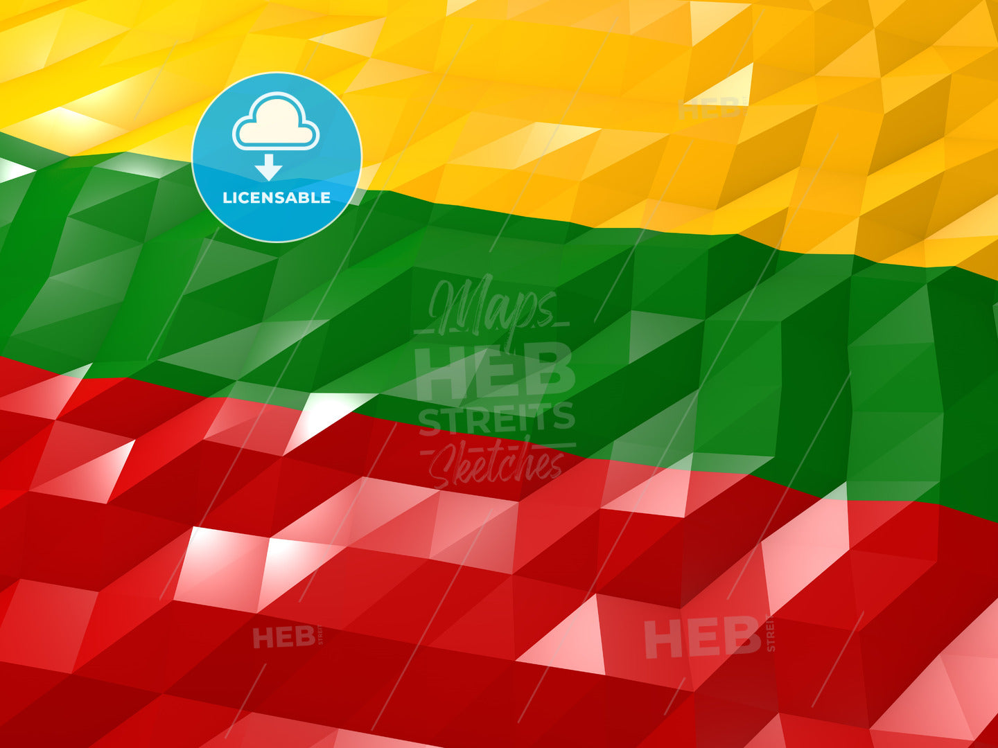 Flag of Lithuania 3D Wallpaper Illustration – instant download