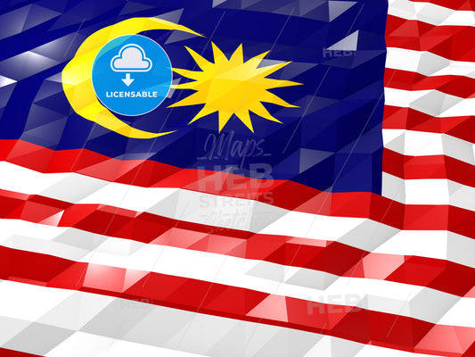 Flag of Malaysia 3D Wallpaper Illustration – instant download