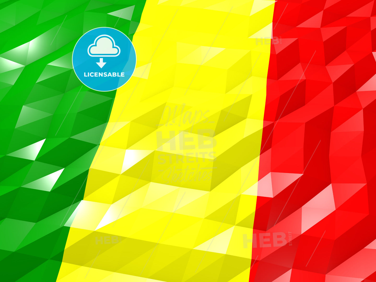 Flag of Mali 3D Wallpaper Illustration – instant download
