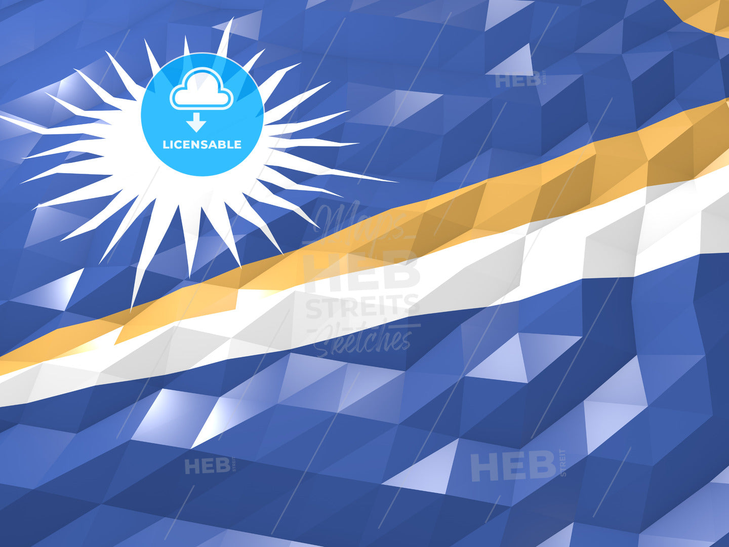 Flag of Marshall Islands 3D Wallpaper Illustration – instant download