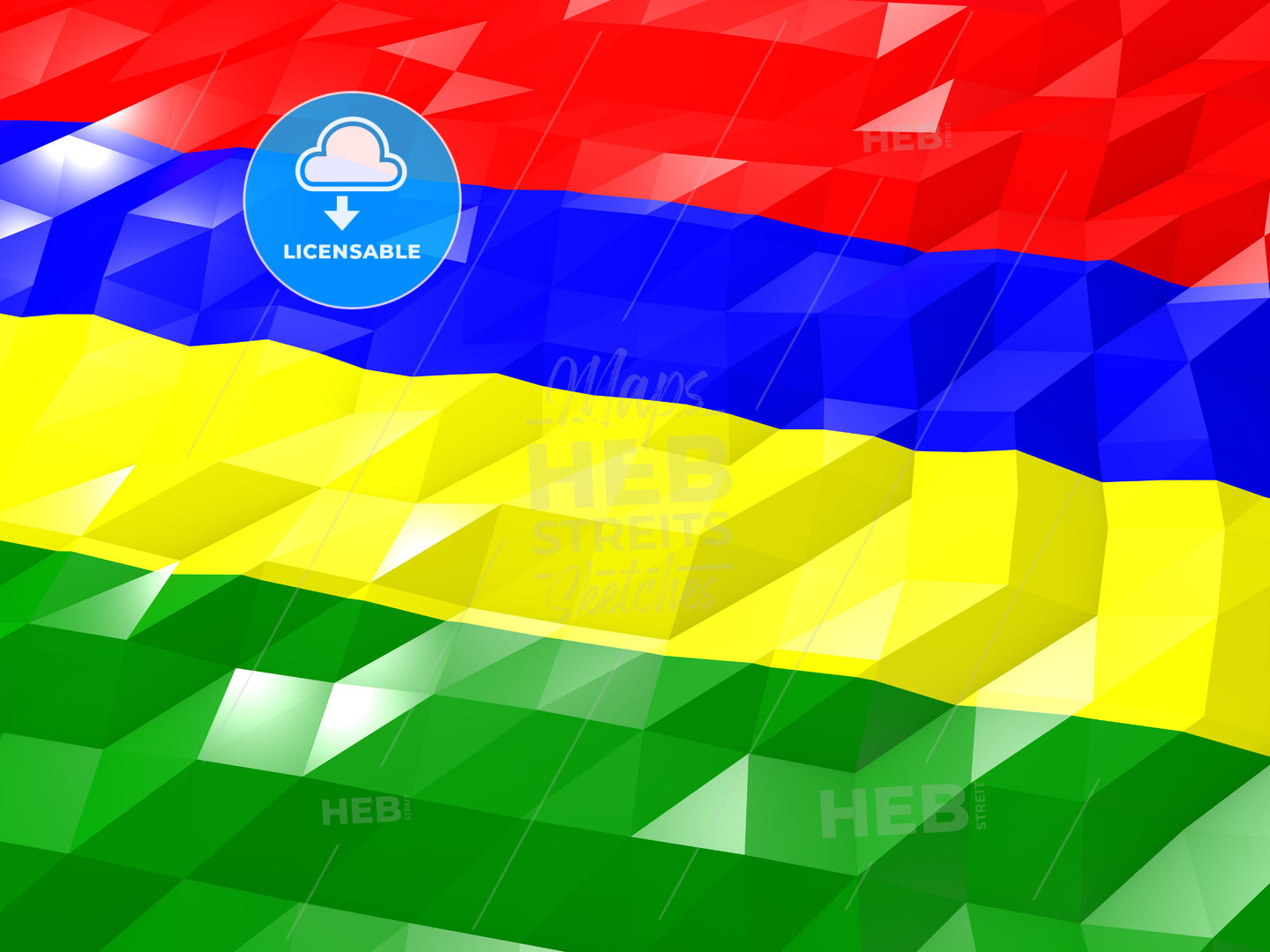 Flag of Mauritius 3D Wallpaper Illustration – instant download
