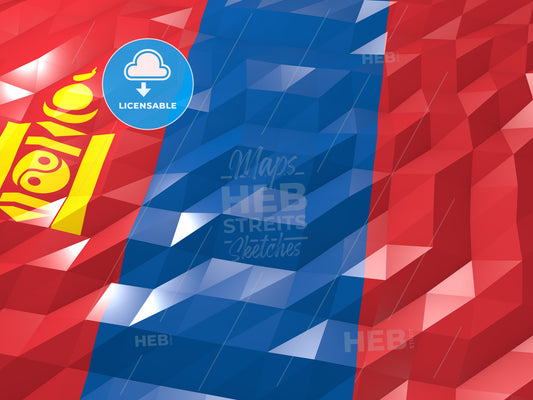 Flag of Mongolia 3D Wallpaper Illustration – instant download