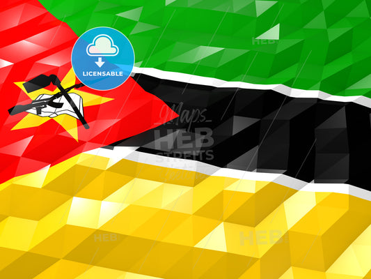Flag of Mozambique 3D Wallpaper Illustration – instant download