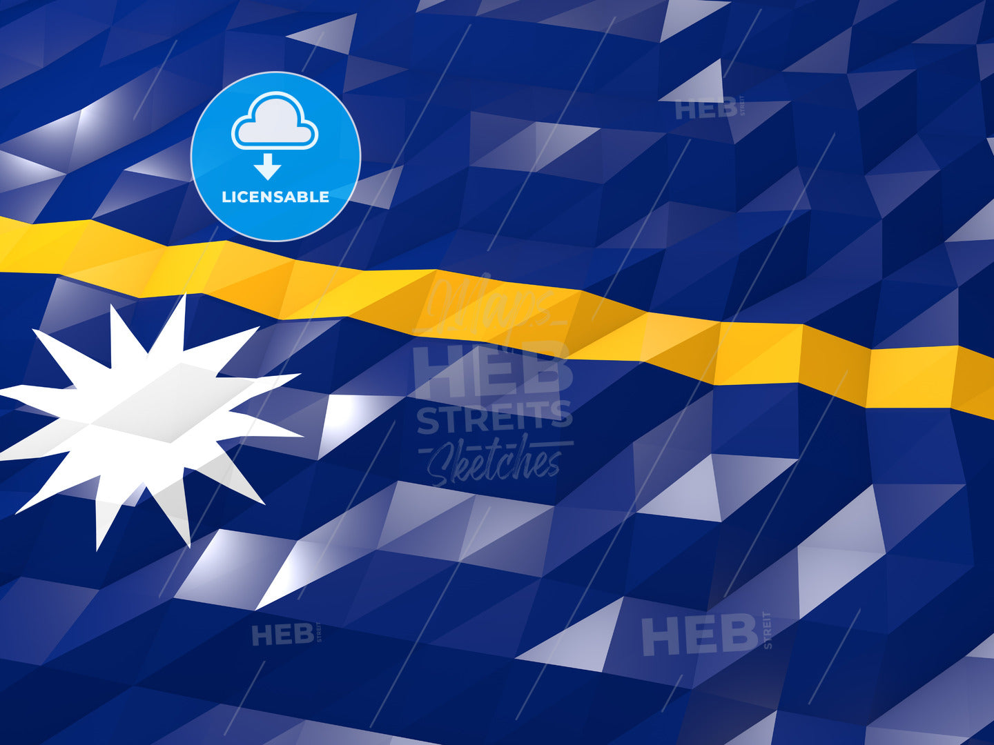 Flag of Nauru 3D Wallpaper Illustration – instant download