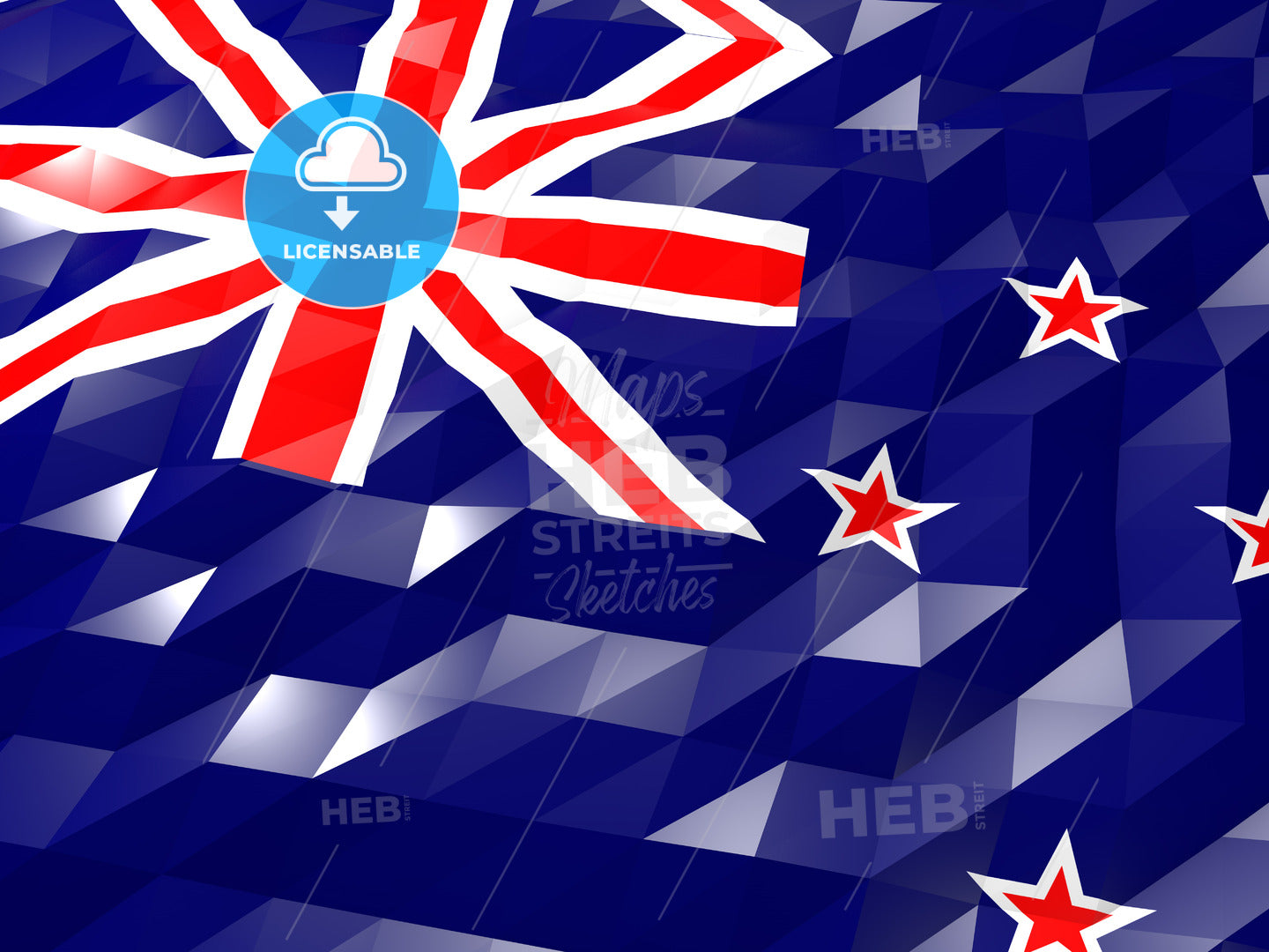 Flag of New Zealand 3D Wallpaper Illustration – instant download