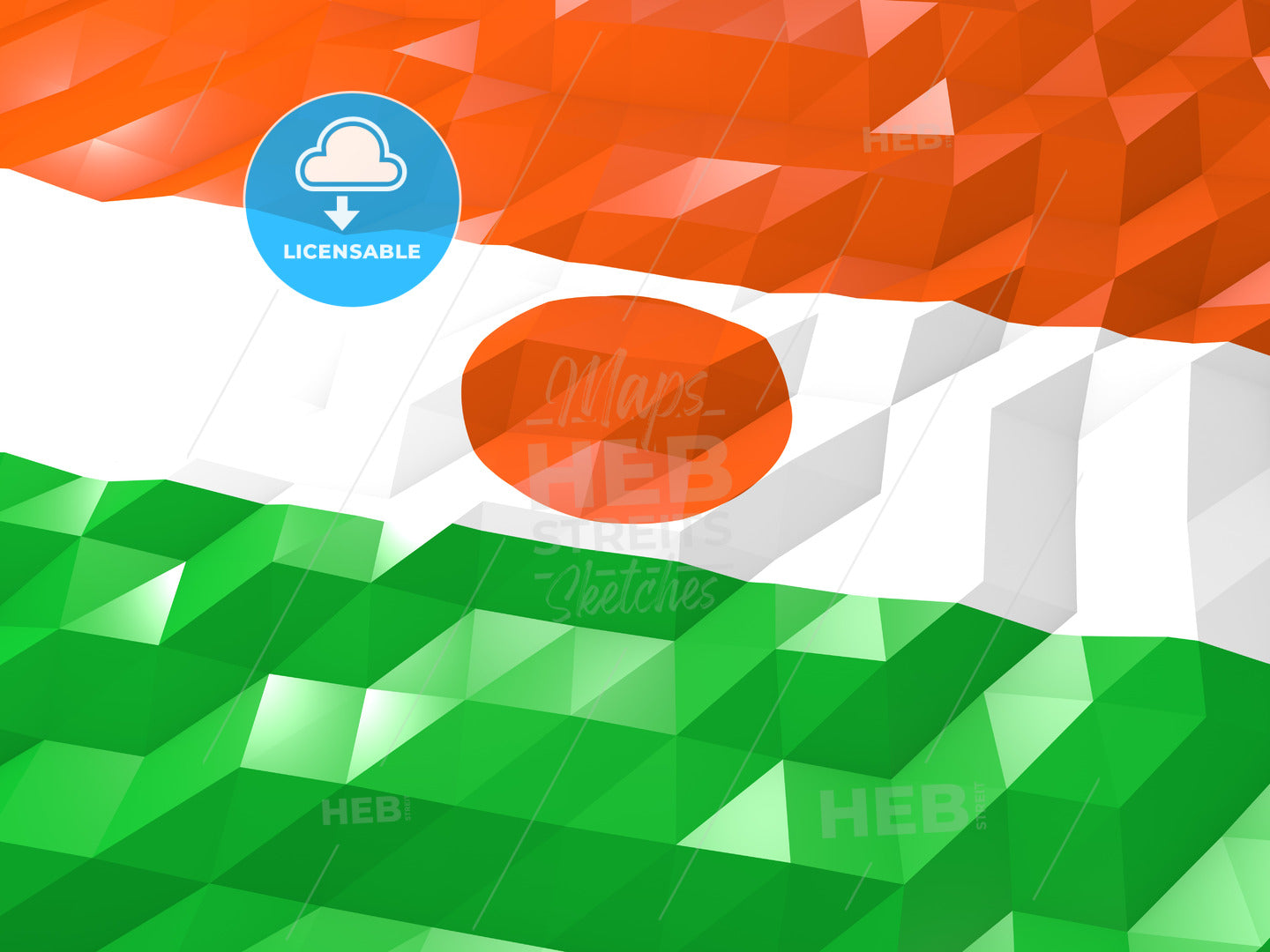 Flag of Niger 3D Wallpaper Illustration – instant download