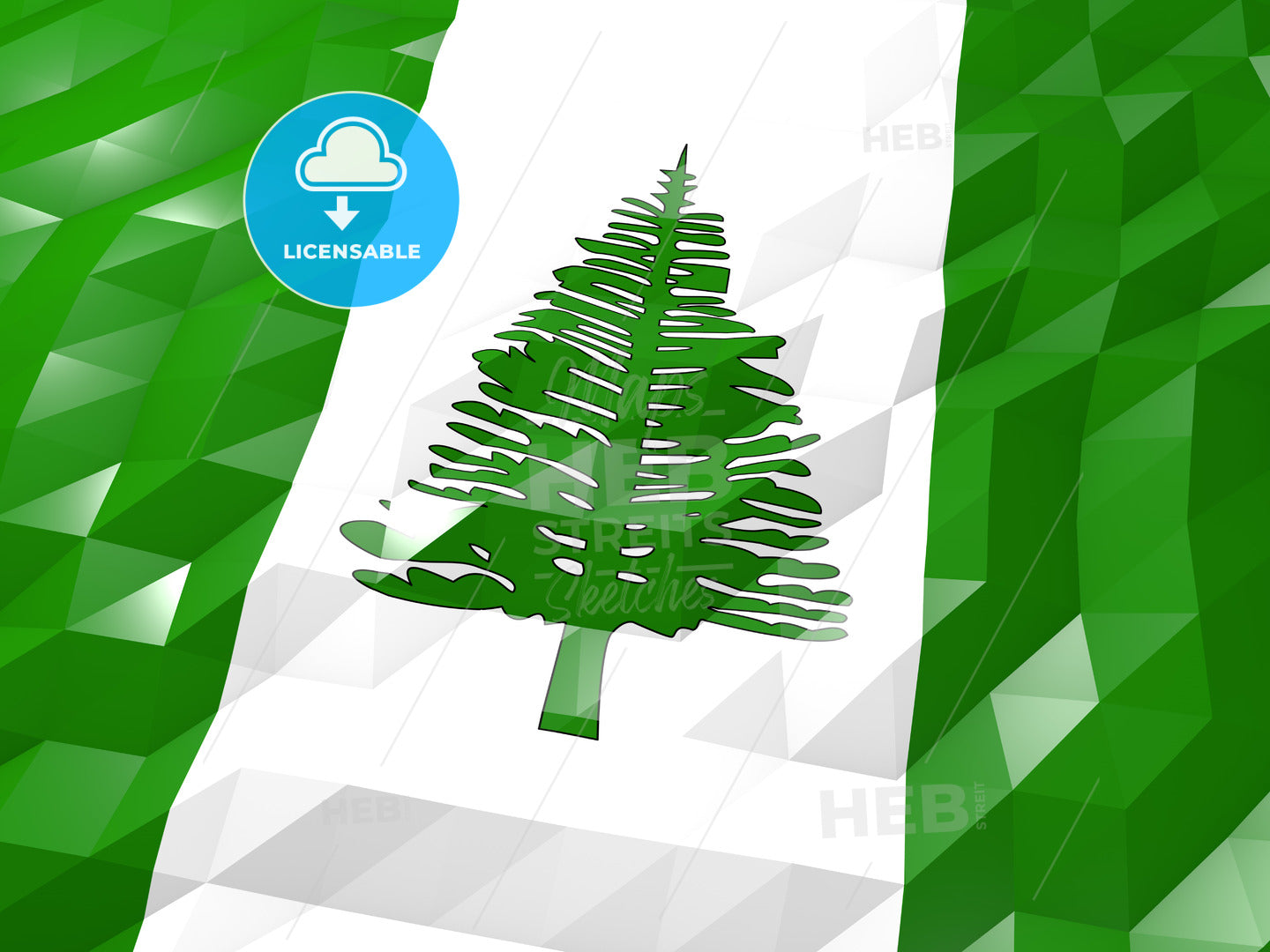 Flag of Norfolk Island 3D Wallpaper Illustration – instant download