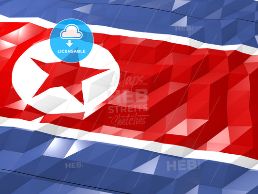 Flag of North Korea 3D Wallpaper Illustration – instant download