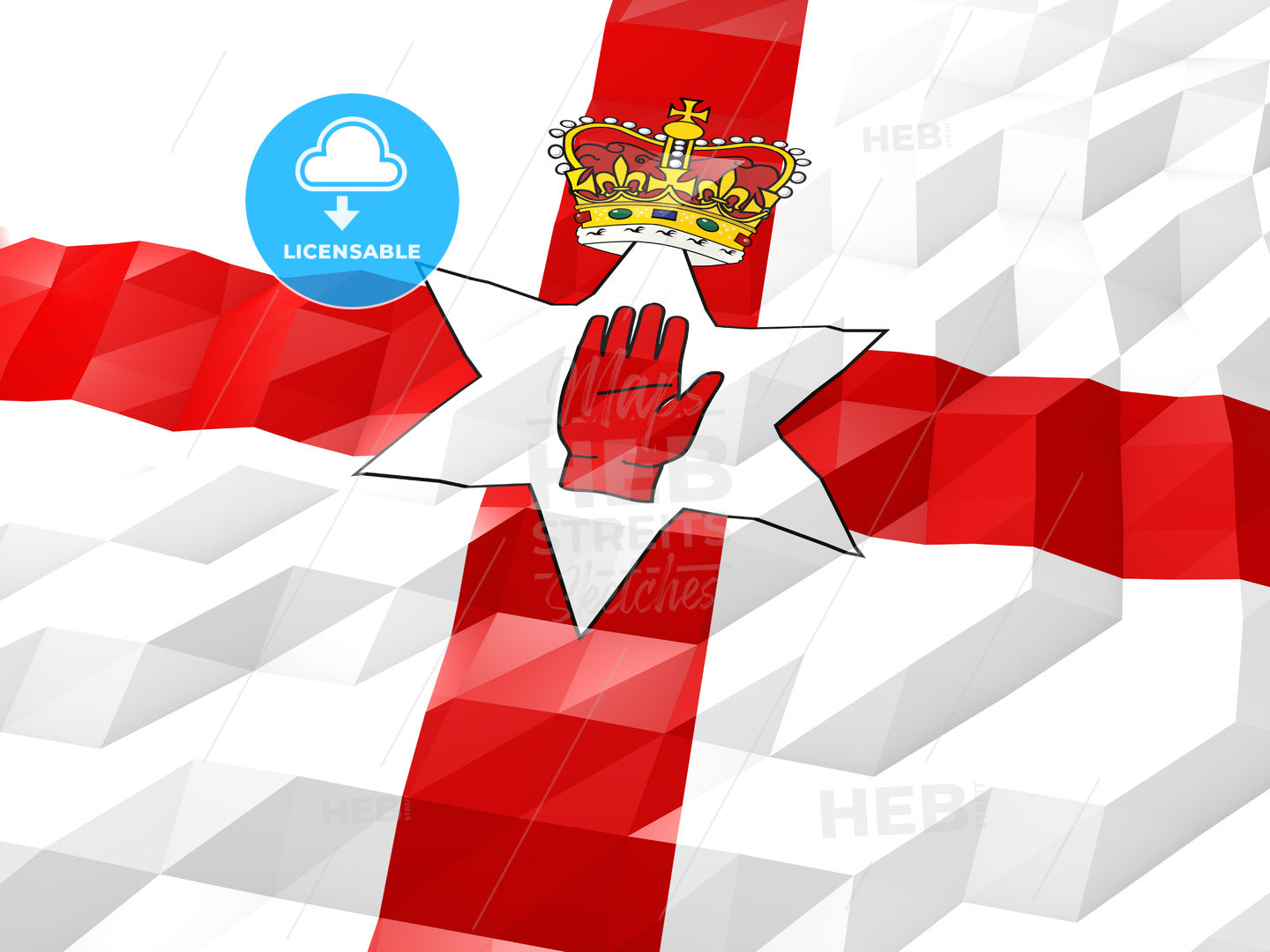 Flag of Northern Ireland 3D Wallpaper Illustration – instant download