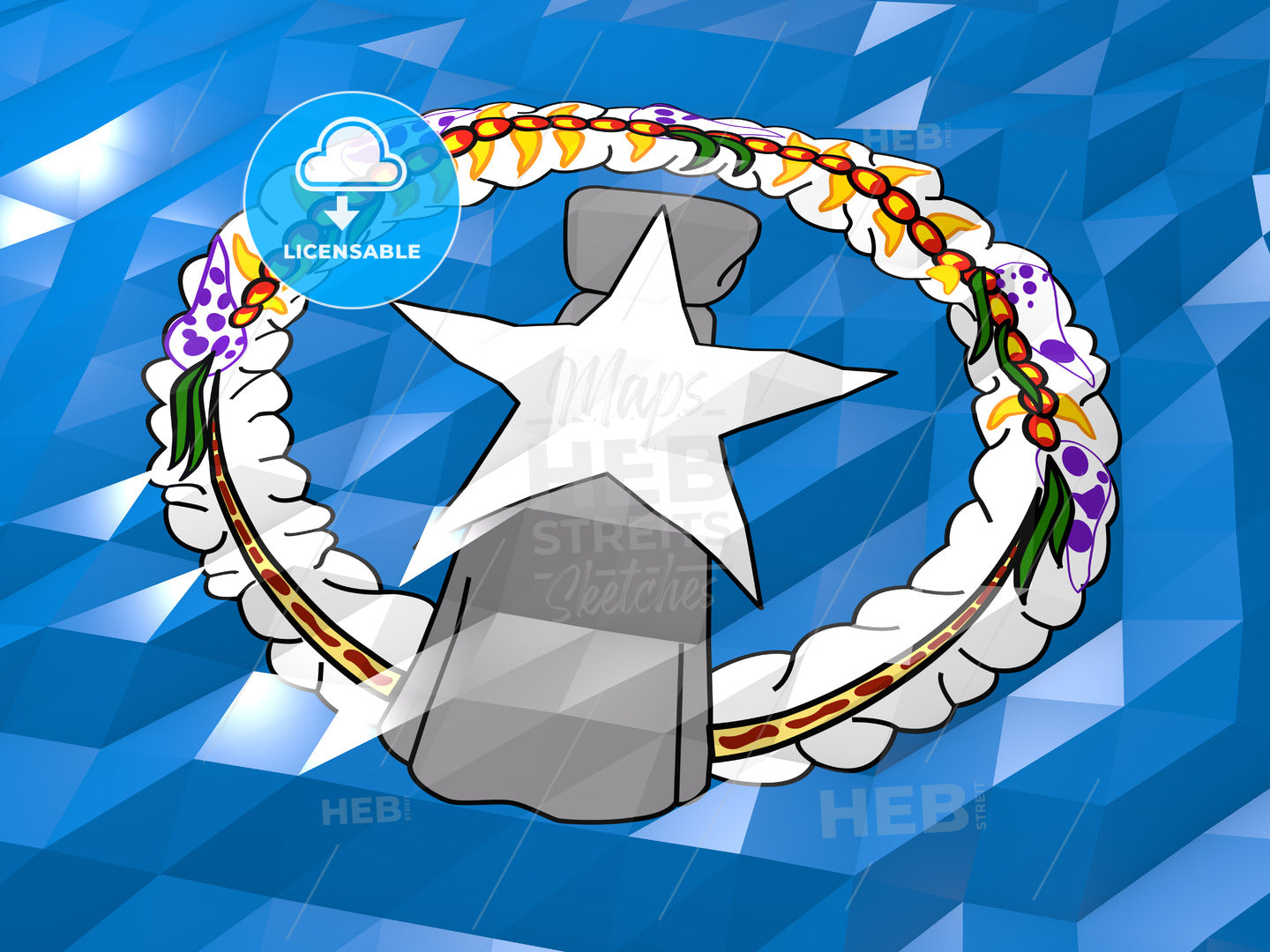 Flag of Northern Mariana Islands 3D Wallpaper Illustration – instant download